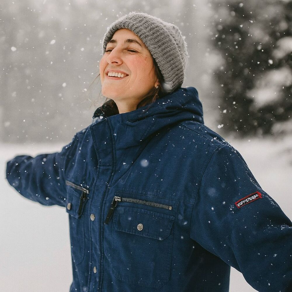 NORTHPEAK Winter Jacket XL Navy Blue Hood Pockets WARM